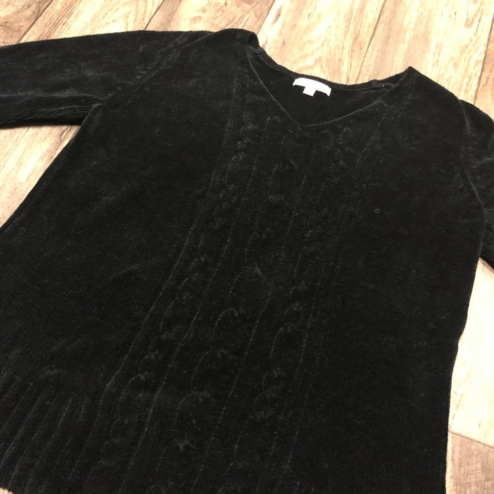 ByDesign Rich Black Cable Knit Sweater | Velvety Soft Winter Pullover | L - Picture 3 of 5